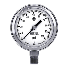 McDaniel Controls Pressure Gauge Code JD 0-100 PSI 1/4” NPT 